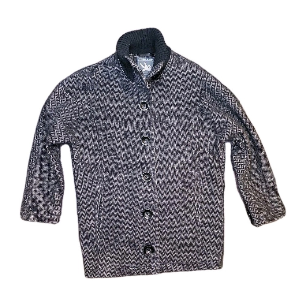I Spiewak & Sons Jacket Mens Small Wool Button Jacket Heavyweight Pockets Gray